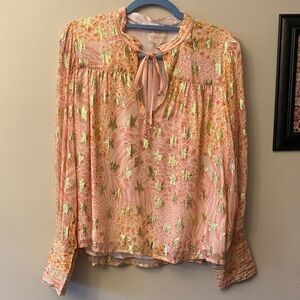 Ciebon Pink and Gold Floral Blouse 🆕